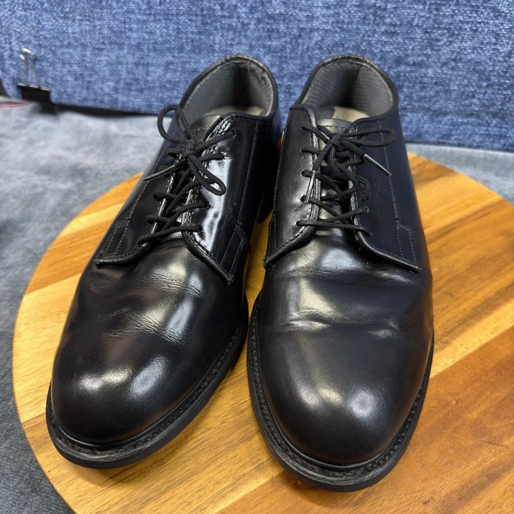 Bates Oxford Shoes Mens 10 D Black Leather Regular Fit Lace Up Uniform Vibram